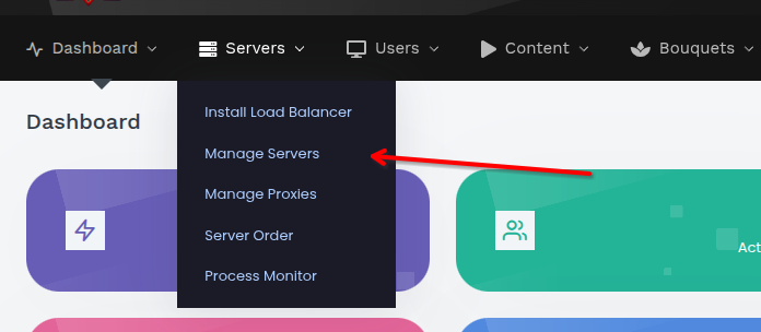 Manage Servers item